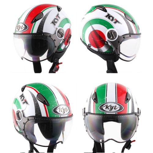[바이크팩토리]KYT ELSICO WHITE/GREEN 클래식 헬멧